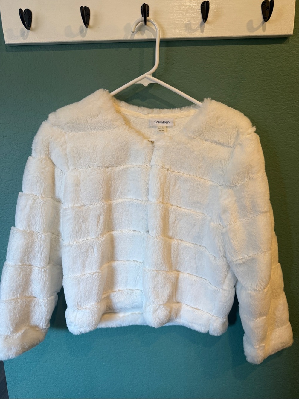 Calvin Klein White Faux Fur Sweater